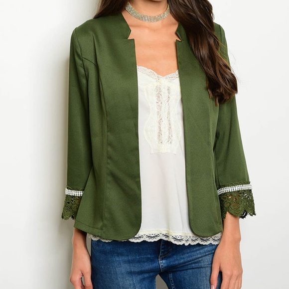 NWT Olive Green Cropped Blazer - Picture 1 of 4